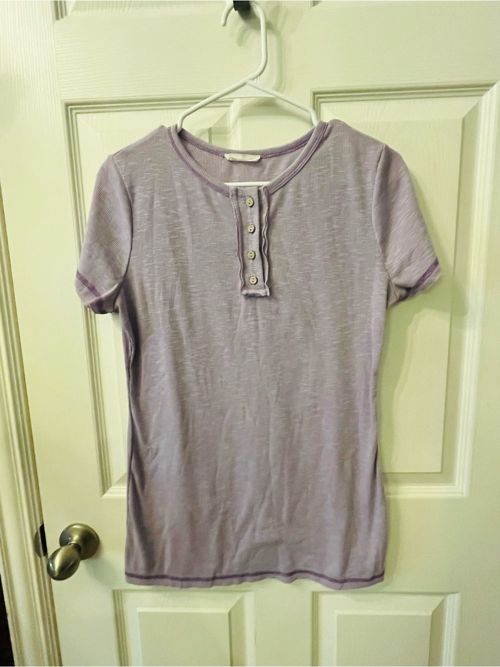 3/$20 SALE! Reb in J 220 Women’s Short-Sleeve Henley Tee in Soft Lilac
